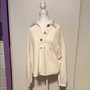 Cream Button-Up Women's Sweater